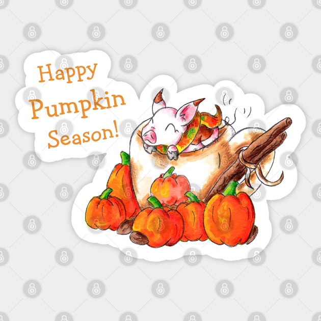 Pumpkin Spice Piggy (With Text) Sticker by KristenOKeefeArt